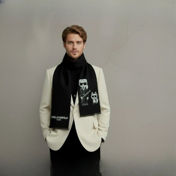 Authentic Karl Lagerfeld Paris Reversible Scarf NWT (Unisex) - Picture 4 of 16